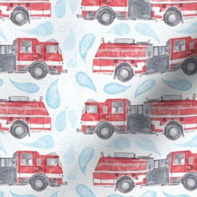 Medium Scale Watercolor Fire Trucks
