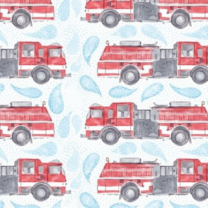 Medium Scale Watercolor Fire Trucks