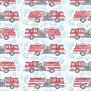 Small Scale Watercolor Fire Trucks