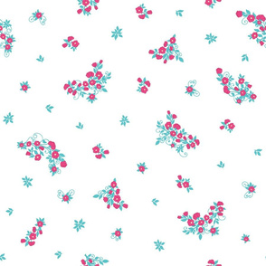 Bright Floral Pattern on White Background