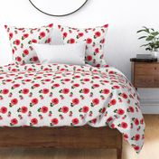 8" Red Roses Version 2 - Black Polka Dots