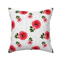 8" Red Roses Version 2 - Black Polka Dots