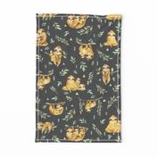 Sloths Hangin On, dark (smokey gray) Children's Bedding Baby Boy Nursery, LARGE Scale