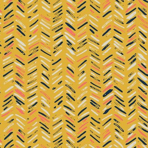 chevron mustard coral navy pattern