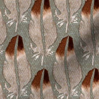 19-01G Bird Feather on Taupe _ Miss Chiff Designs 