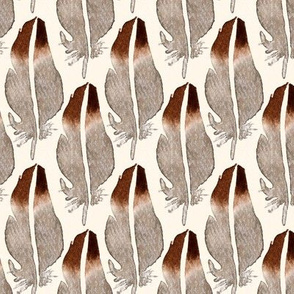 19-01D Bird Feather Brown Gray Cream _ Miss Chiff Designs 