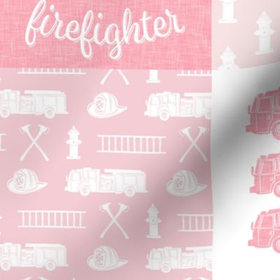 firefighter wholecloth - patchwork -  pinks future firefighter  C19BS 