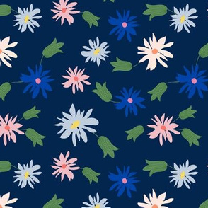 daisy flowers-navy 