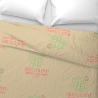 Succulent Grain Sack 18" Pillow Panel | Vintage Vacation