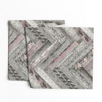 Vintage Wood Chevron Tiles Herringbone Pink Grey