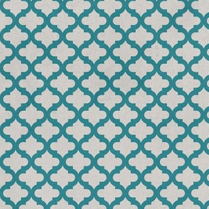 Moroccan Mosaique Lattice teal blue cream beige distressed stone texture