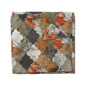 Rust Orange Olive Green Decorative Moroccan Tiles Grey Cream 