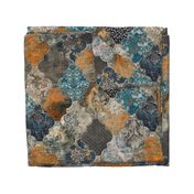 Rust Orange Blue Decorative Moroccan Tiles Grey Cream Beige