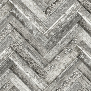 Vintage Wood Chevron Tiles Herringbone Grey 