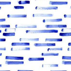Denim blue watercolor brush strokes || grungy painted stripes pattern