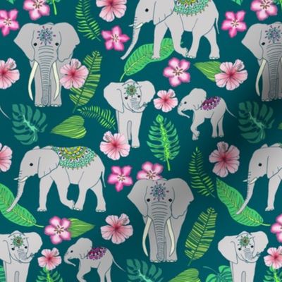 Elephants of the Jungle on Green