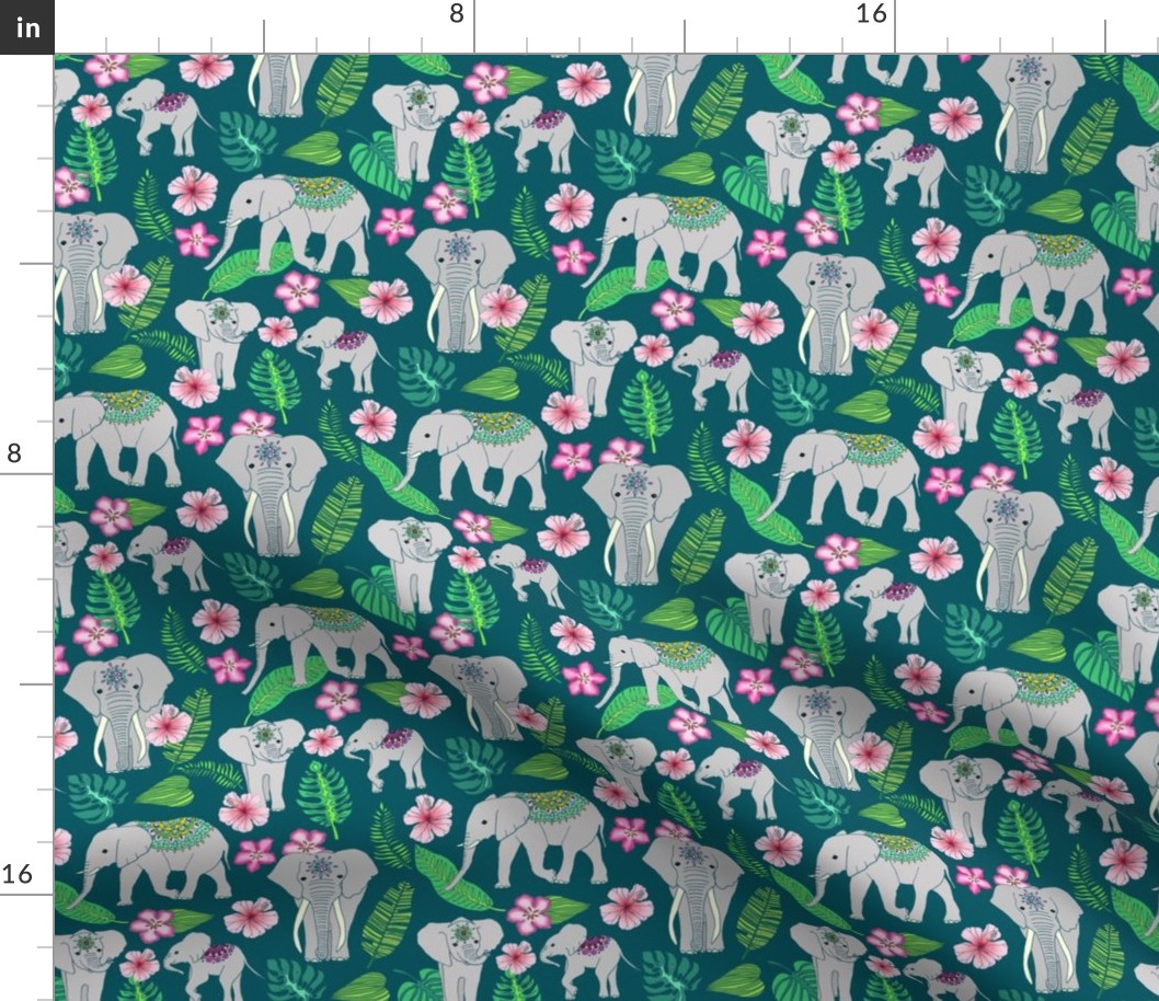 Elephants of the Jungle on Green