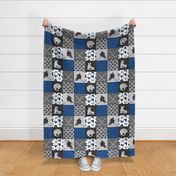 Ice Hockey Patchwork - Hockey Nursery - Wholecloth blue and grey - LAD19