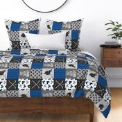 Eat Sleep Hockey - Ice Hockey Patchwork - Hockey Nursery - Wholecloth blue and grey - LAD19 (90)