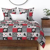 Ice Hockey Patchwork - Hockey Nursery - Wholecloth red, black, and grey - LAD19