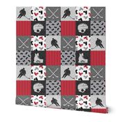 Ice Hockey Patchwork - Hockey Nursery - Wholecloth red, black, and grey - LAD19