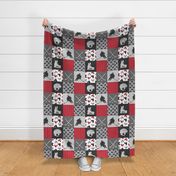 Ice Hockey Patchwork - Hockey Nursery - Wholecloth red, black, and grey - LAD19