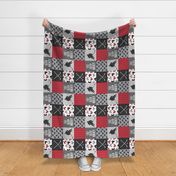 Eat Sleep Hockey - Ice Hockey Patchwork - Hockey Nursery - Wholecloth red, black, and grey - LAD19 (90)