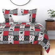 Eat Sleep Hockey - Ice Hockey Patchwork - Hockey Nursery - Wholecloth red, black, and grey - LAD19 (90)