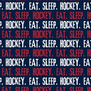 Eat. Sleep. Hockey.  - Red & White on navy LAD19