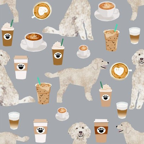 LARGE - golden doodle fabric coffee fabric latte design doodle fabric