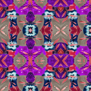 Floral Madness Pansy and Rose Pattern Purples