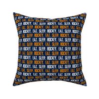 Eat. Sleep. Hockey.  - Orange & White on navy LAD19