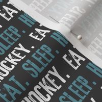 Eat. Sleep. Hockey. - stone blue and white on grey LAD19