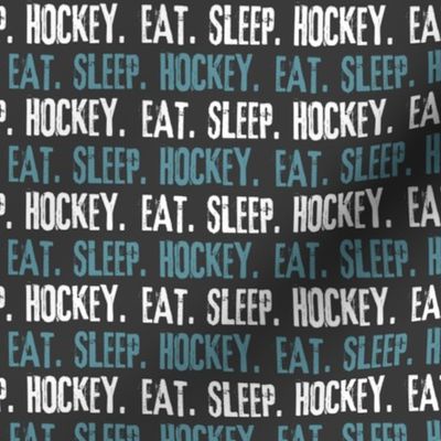 Eat. Sleep. Hockey. - stone blue and white on grey LAD19