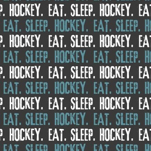 Eat. Sleep. Hockey. - stone blue and white on grey LAD19