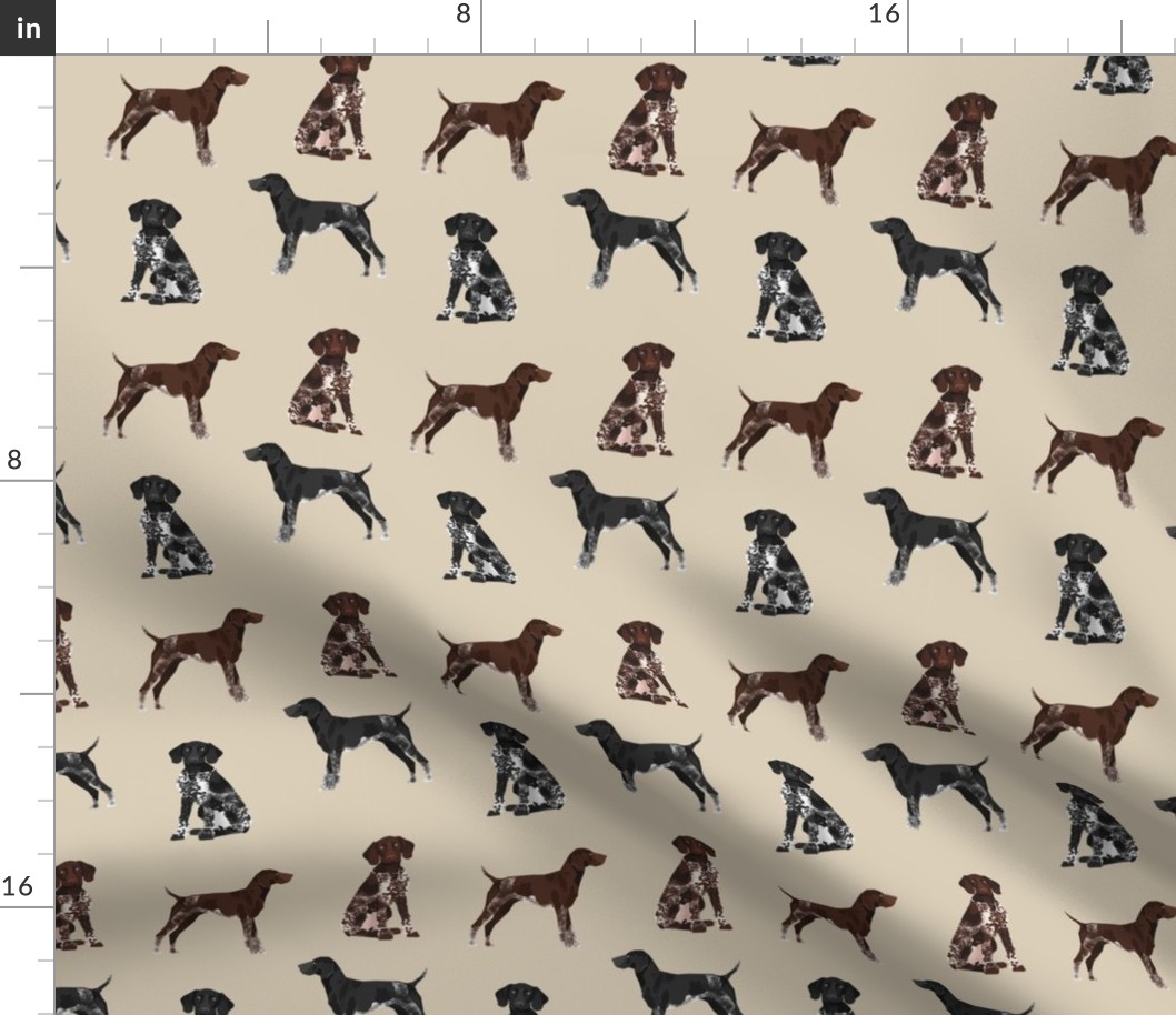 german shorthaired pointer dogs fabric - gsp fabric, gsp dog, cute dog, black and white gsp, liver gsp, dog fabric