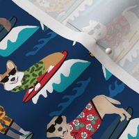 surfing dogs fabric - hang ten summer surf fabric, surfs up fabric, cute dogs fabric, dog fabric - navy