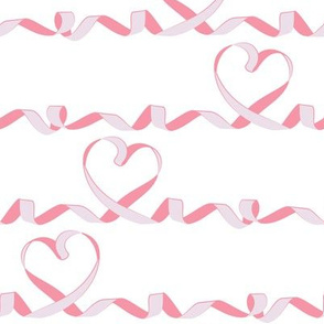 Love me tight I // white background pink & purple ribbon hearts