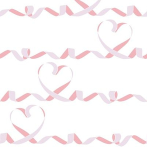 Love me tight II // white background pink & purple ribbon hearts