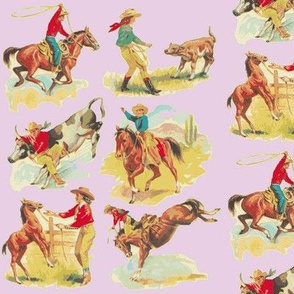 Lilac Cowgirl  Cowboy western Rodeo  Horses