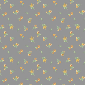 Tiny Yellow Flowers on Grey