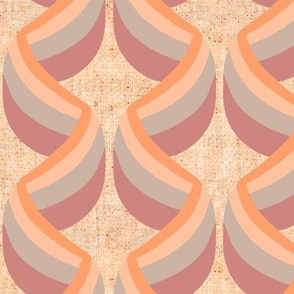 Ribbon Columns in Old Gold  Dusty Blue and Plum on Linen Look