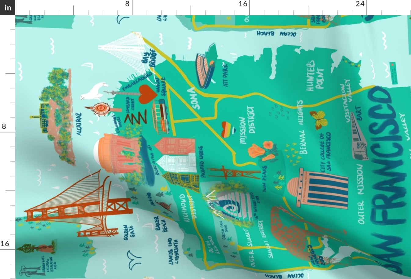 San Francisco map  fat quarter