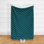 Teal and Black Art Deco Ribbon Column on Teal Linen Look