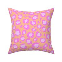 Leopard Spots Print - Large Scale - Hot Pink Spots and Peach Fuzz Background Animal Print soft pastel orange Peach