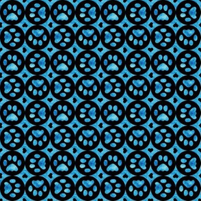 Love Pet Paws Circle Check Black Blue