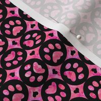 Love Pet Paws Circle Check Black Pink 