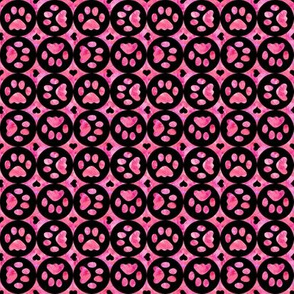 Love Pet Paws Circle Check Black Pink 