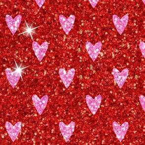 Red pink glitter Hearts