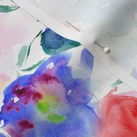 blooming bouquet in red and blue || watercolor floral pattern
